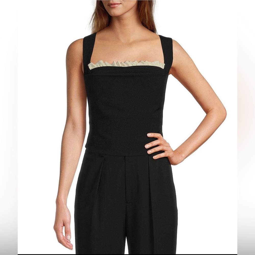 Antonio Melani x Courtney Grow Anais Sleeveless Ruffle Trim Square Neck Crop Top